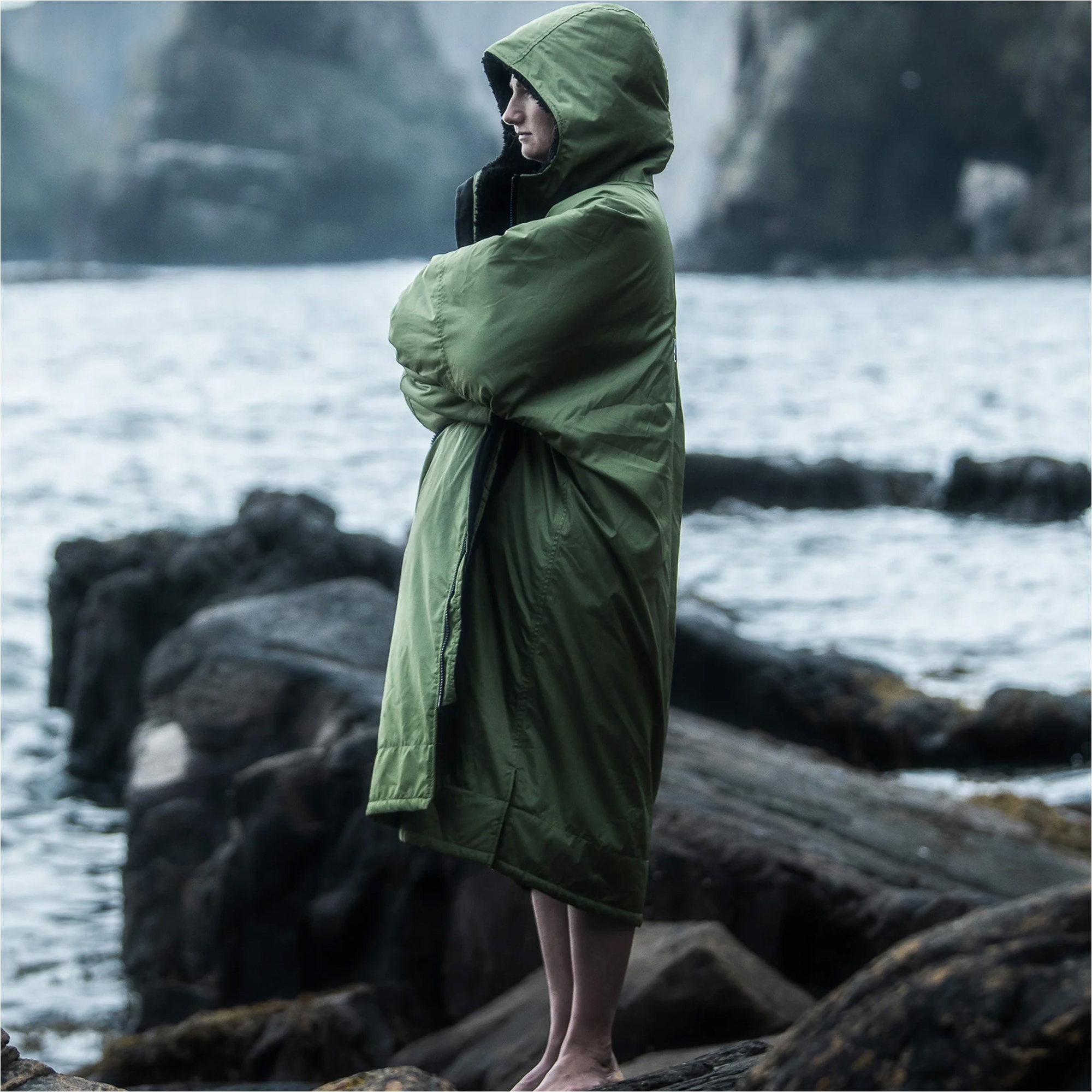 2025 Dryrobe Advance LangÃ¤rmelige Wechselkleidung Robe V3 DALSV3 - DunkelgrÃ¼n / Black